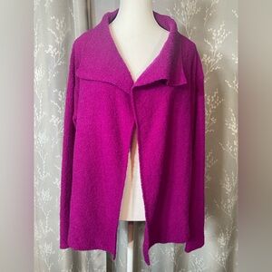 Eileen Fisher Wool Open-Front Cardigan • Purple • Size L